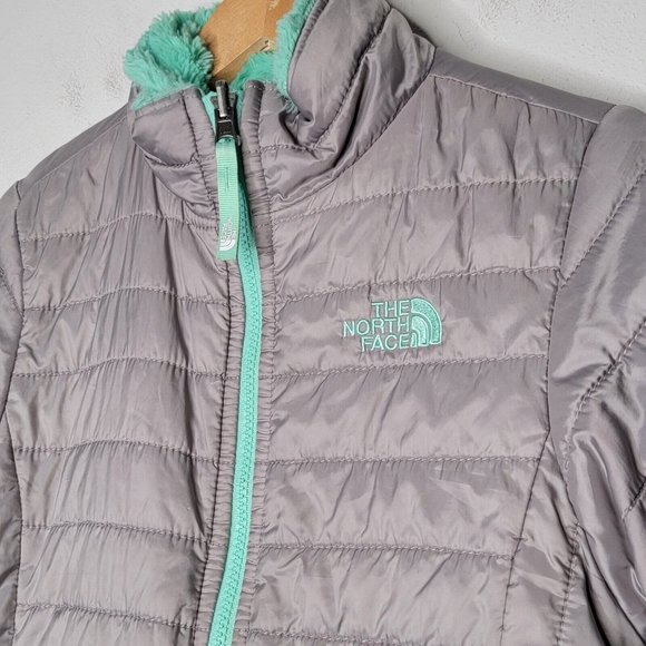 The North‎ Face Mossbud Swirl Reversible Sherpa Green Puffer Jacket Size L 14/16 - Picture 5 of 8